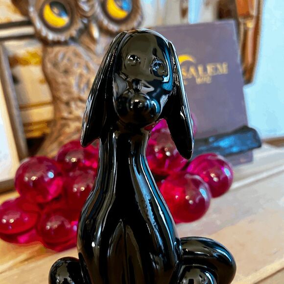 Viking Glass Epic Dog Figurine - Shiny Black Hound by Mosser Glass, 8" Solid Gla - Picture 5 of 10